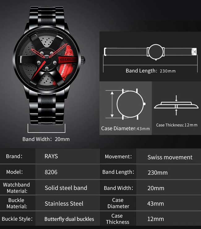 Stainless steel rim watch s1